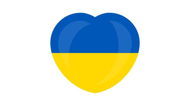 Corazón en colores ucranianos. Corazón amarillo y azul sobre fondo blanco. Ilustración vectorial - Vector, Imagen