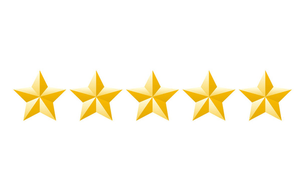 Rating gold star. Feedback, reputation and quality concept. Five stars customer product review rating review flat icon for apps and websites. Evaluation system. - Vector, Image