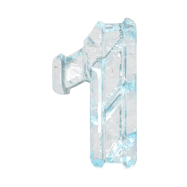 Eis-3D-Symbol mit dicken vertikalen Riemen. Nummer 1 - Vektor, Bild