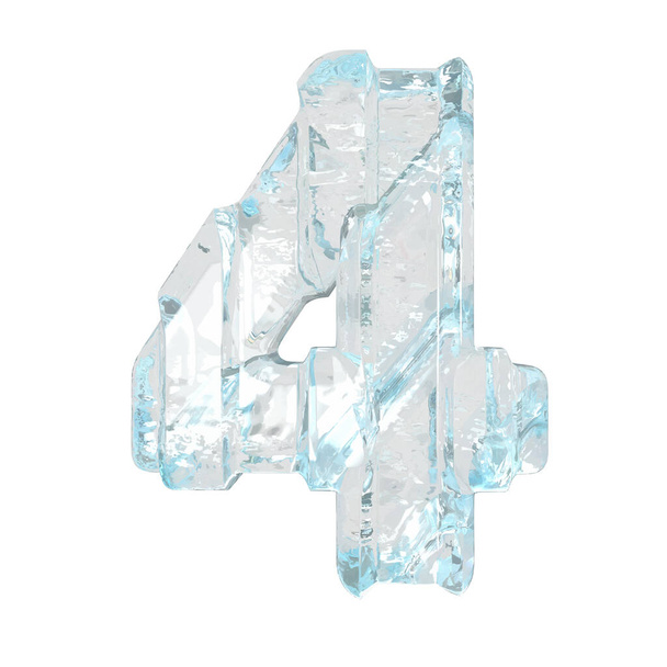 Eis-3D-Symbol mit dicken vertikalen Riemen. Zahl 4 - Vektor, Bild