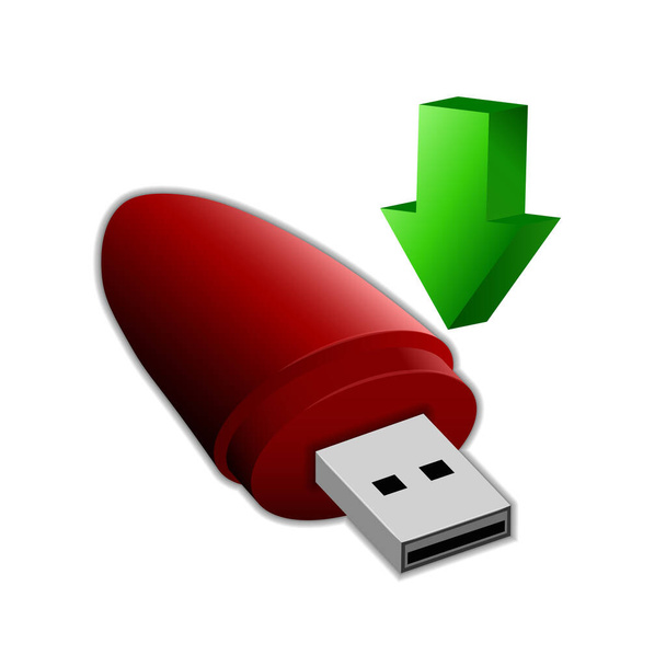 Загрузить или сохранить значок USB Flash Drive компонент персонального компьютера - Вектор,изображение