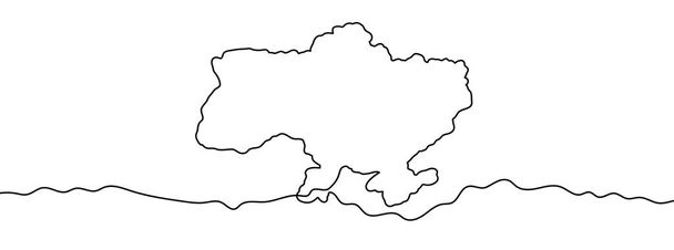Continuous line drawing of Ukraine map. One line image of Ukraine map. One line drawing background. Vector illustration. - Vector, Image
