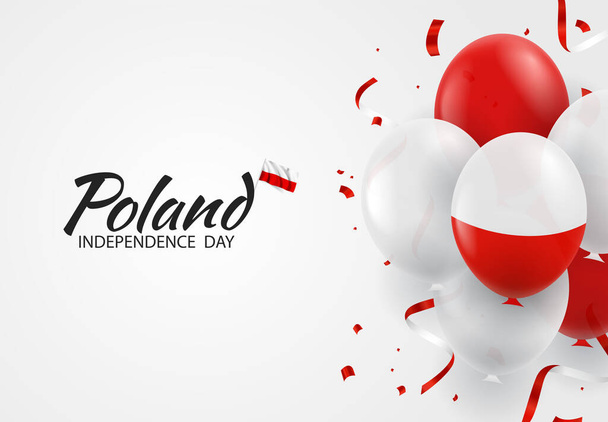 Wektor Ilustracja Dnia Niepodległości Polski. Tło z balonami - Wektor, obraz