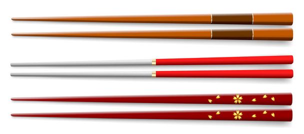 set of wooden chopstick isolated or chopstick for eating sushi, sea food, japanese and chinese food. eps vector - Vector, Image