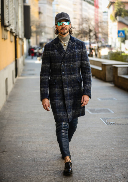 MILAN, Italy- February 25 2022: Ulisses de Melo on the street in Milan. - Photo, Image