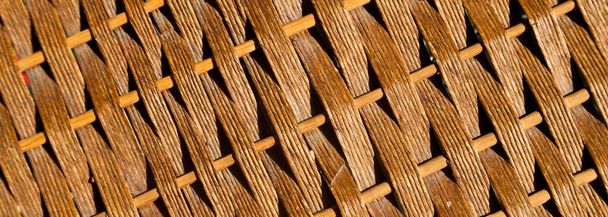Rattan retângulo vime textura com artesanal tradicional e seco ramos, vime marrom textura fundo, padrão natural tecido vime - Foto, Imagem