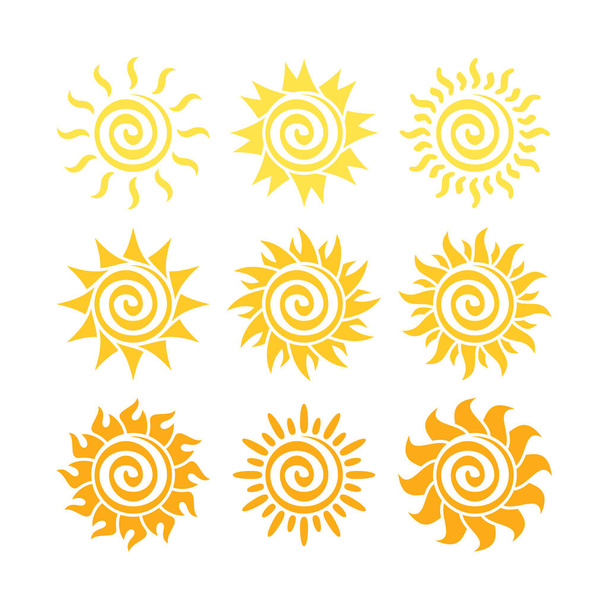 Slunce ikona vektor slunce kolekce kliparty set, izolované na bílém pozadí. - Vektor, obrázek