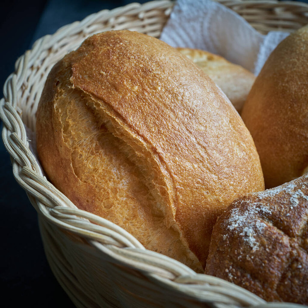  Fresh rolls from the baker for breakfast on a table                              - Zdjęcie, obraz