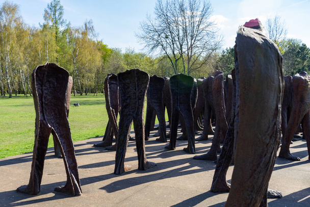 The Unrecognised art installation by Magda Abakanowicz in Citadel Park, Poznan, Poland. sculptures complex Nierozpoznani - Photo, Image