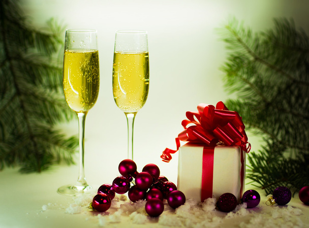 Two champagne glasses ready to bring in the New Year - Фото, зображення