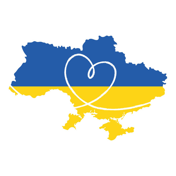 Isolated map of Ukraine with its flag Vector illustration - Διάνυσμα, εικόνα