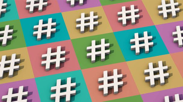 Hashtags sur les carrés colorés - Photo, image