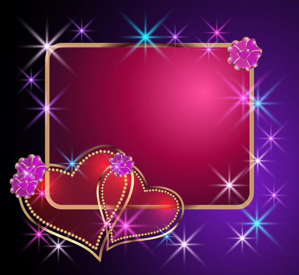 Glowing background with heart and stars - Vektor, Bild