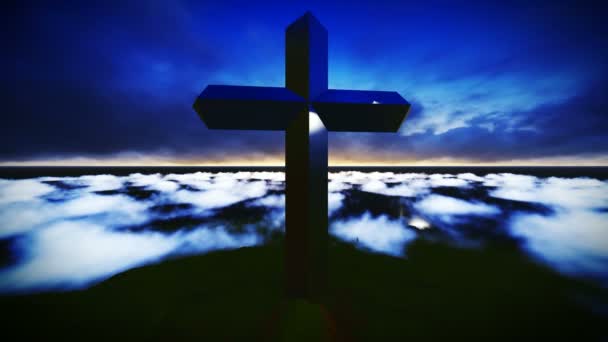 Chrześcijańskiej krzyż na górze - Materiał filmowy, wideo