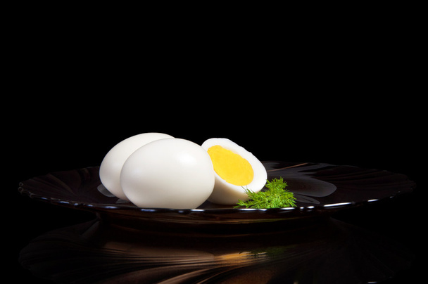 Βραστά αυγά με λαχανάκια Βρυξελλών - Φωτογραφία, εικόνα