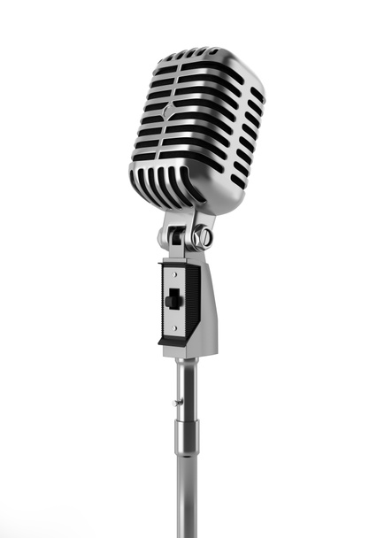 винтажный микрофон изолирован на белом фоне - Фото, изображение