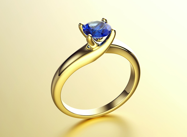 Золотое кольцо с бриллиантом
 - Фото, изображение