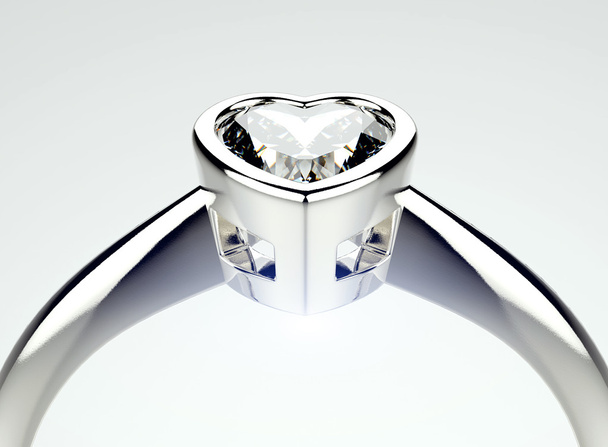 Arany gyűrű, gyémánt szív alakú - Fotó, kép