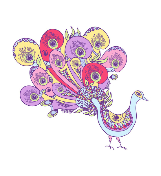 Ornamental peacock - Vektor, Bild