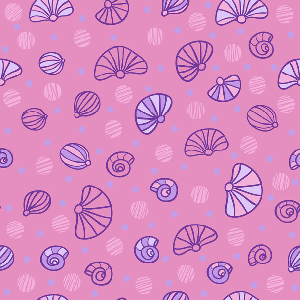 Pattern with sea shells - Vector, imagen