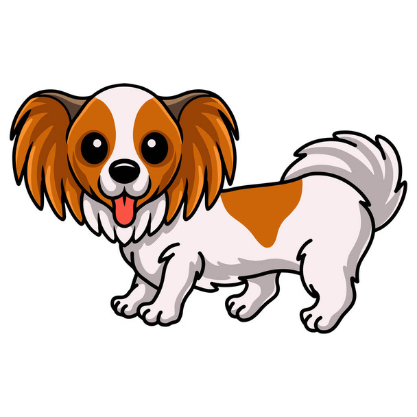 Vector ilustración de lindo papillon perro de dibujos animados posando - Vector, Imagen