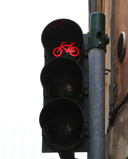 Rote Ampel für Radler auf dem Radweg - Foto, Bild