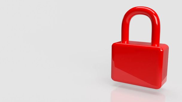The red color lock on white background  3d rendering - Photo, Image