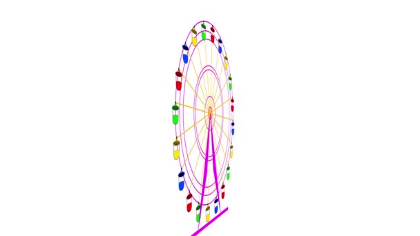 Colorful ferris wheel on a white background.  animation. - Footage, Video