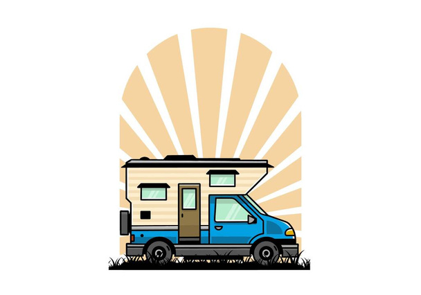 Van box dobrodružství karavan ilustrační odznak design - Vektor, obrázek