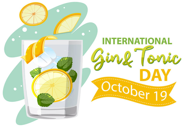 Διεθνής gin και τονωτική ημέρα λογότυπο εικονογράφηση σχεδιασμού - Διάνυσμα, εικόνα