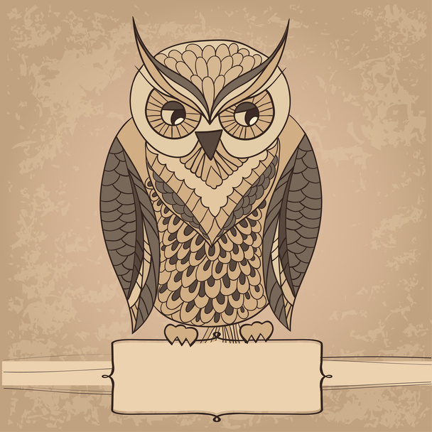 Card with abstract owl  - Vektör, Görsel