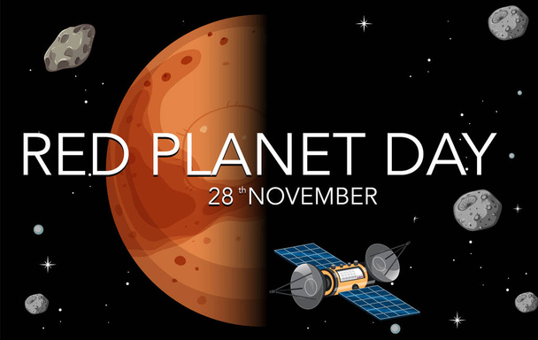 Illustration zum Red Planet Day Poster Template - Vektor, Bild