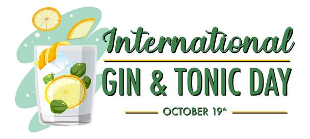 International Gin and Tonic Day Banner illustration - Vektör, Görsel