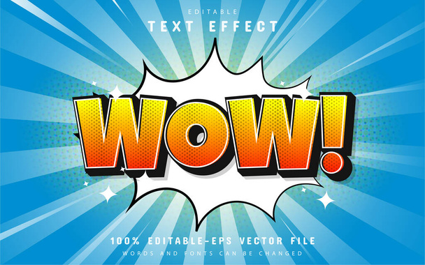 Комический стиль текстового эффекта Вау - Вектор,изображение