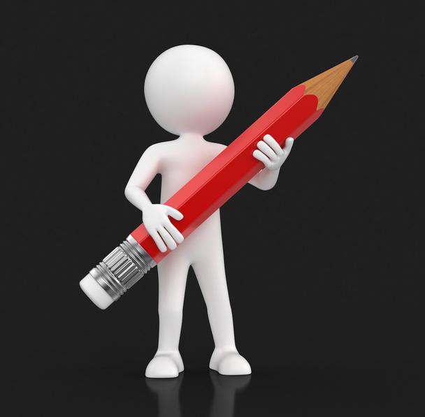 Man with pencil (clipping path included) - Foto, Imagen