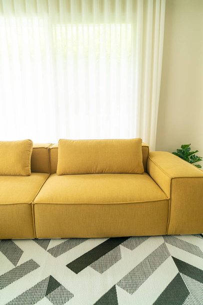 empty yellow fabric sofa decoration interior in living room at home - Foto, Imagem