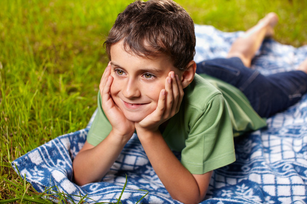 Happy boy outdoor - Фото, изображение
