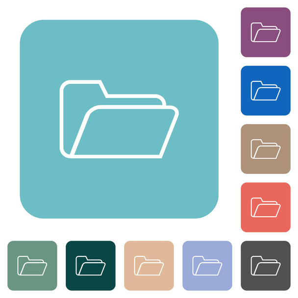 Folder open outline white flat icons on color rounded square backgrounds - Vector, Image