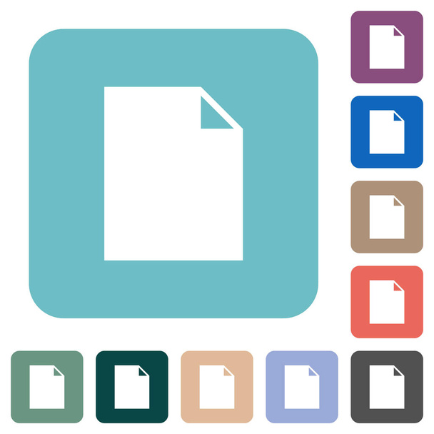 Empty document sheet solid white flat icons on color rounded square backgrounds - Vector, Image