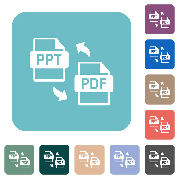 PPT PDF soubor převod bílá ploché ikony na barevné zaoblené čtvercové pozadí - Vektor, obrázek