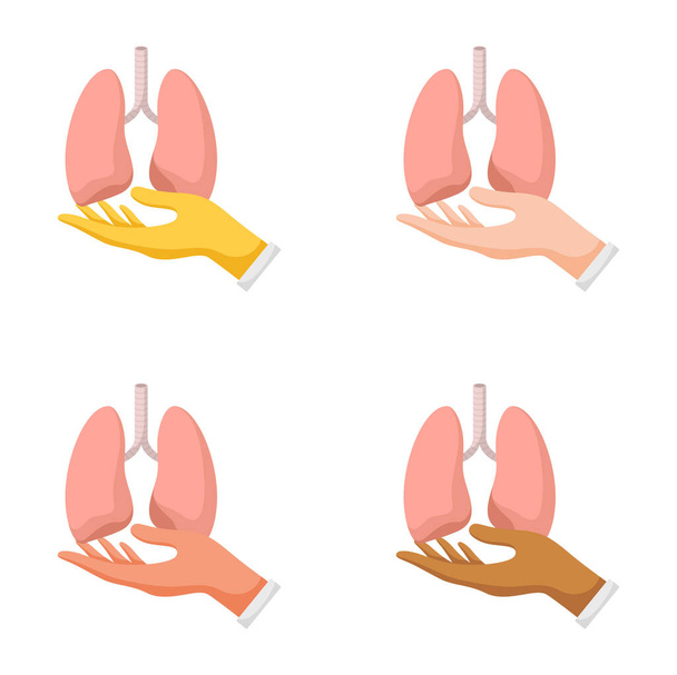Set di gesti delle mani con polmone - Vettoriali, immagini