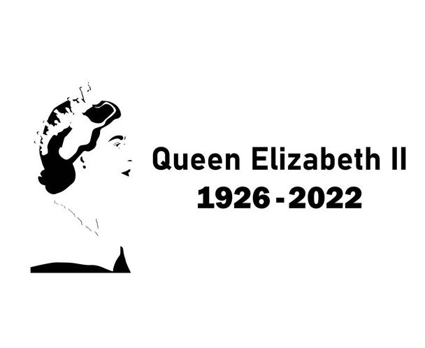 Queen Elizabeth 1926 2022 Gesicht Portrait Britisches Vereinigtes Königreich National Europe Country Vector Illustration Abstract Design Schwarz - Vektor, Bild