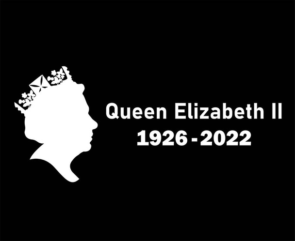 Elizabeth Queen 1926 2022 White Face Portrait Queen British United Kingdom Εθνική Ευρώπη Χώρα Διάνυσμα Εικονογράφηση Περίληψη Σχεδιασμός με μαύρο φόντο - Διάνυσμα, εικόνα