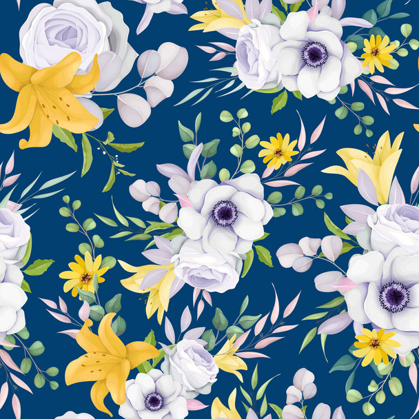 beautiful floral wreath seamless pattern - ベクター画像