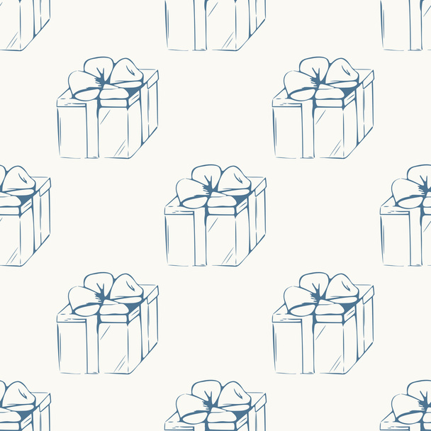 Geschenkboxen skizzieren nahtloses Muster - Vektor, Bild