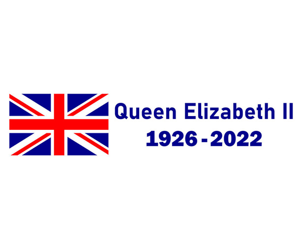 Queen Elizabeth 1926 2022 Azul y Británico Reino Unido Bandera National Europe Emblema Símbolo Icono Vector Ilustración Elemento de diseño abstracto - Vector, imagen