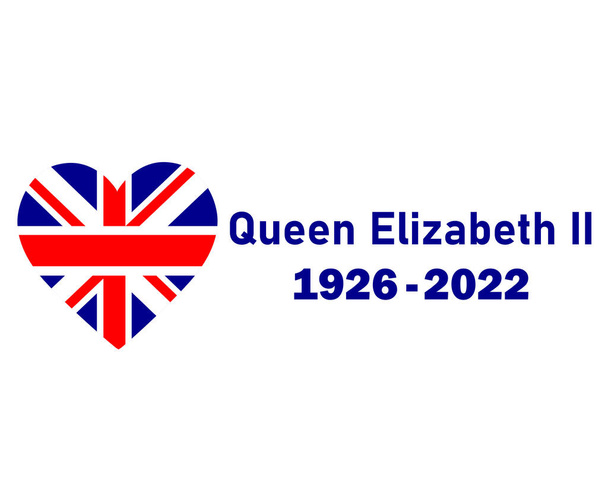 Queen Elizabeth 1926 2022 Azul y Británico Reino Unido Bandera Corazón Europa Nacional Emblema Icono Vector Ilustración Diseño abstracto Elemento - Vector, imagen