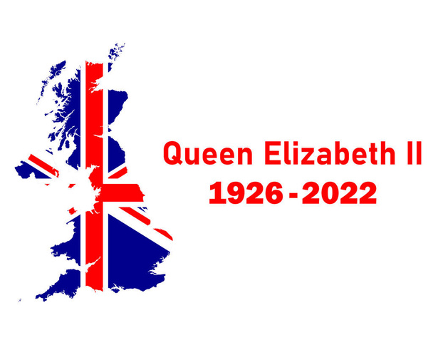 Queen Elizabeth 1926 2022 Rojo y Británico Reino Unido Mapa de la bandera National Europe Emblema Icono Vector Ilustración Elemento de diseño abstracto - Vector, Imagen