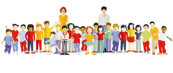 Gelukkige kinderen in kleuterschool illustratie - Vector, afbeelding