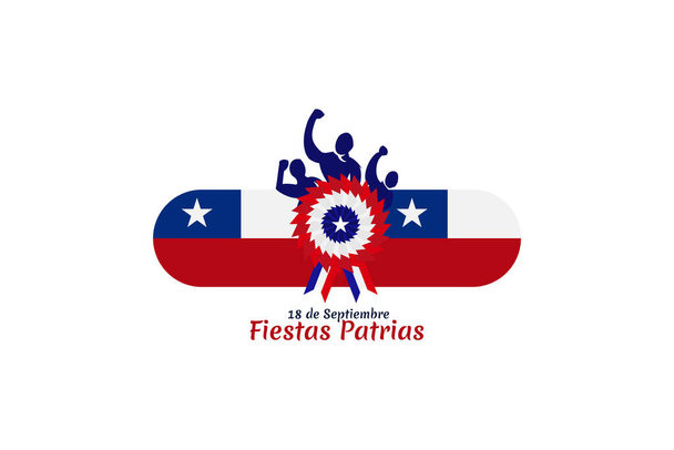 Käännä: syyskuu 18, Kansallispäivä. Hyvää itsenäisyyspäivää Chilen vektorikuvitukselle. Sopii onnittelukortti, juliste ja banneri. - Vektori, kuva